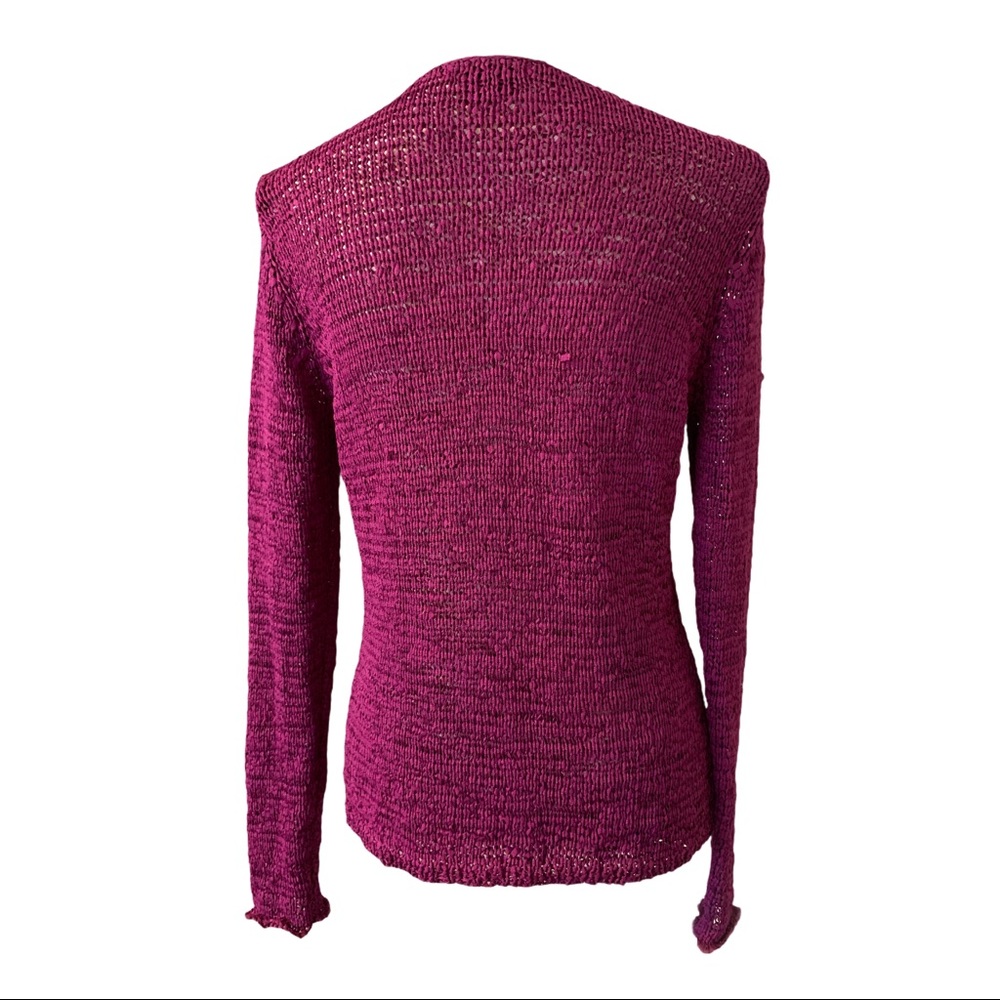 Whimsical tie-front crochet cardigan magenta fuchsia by KAREN KANE boho chic - Picture 7 of 11